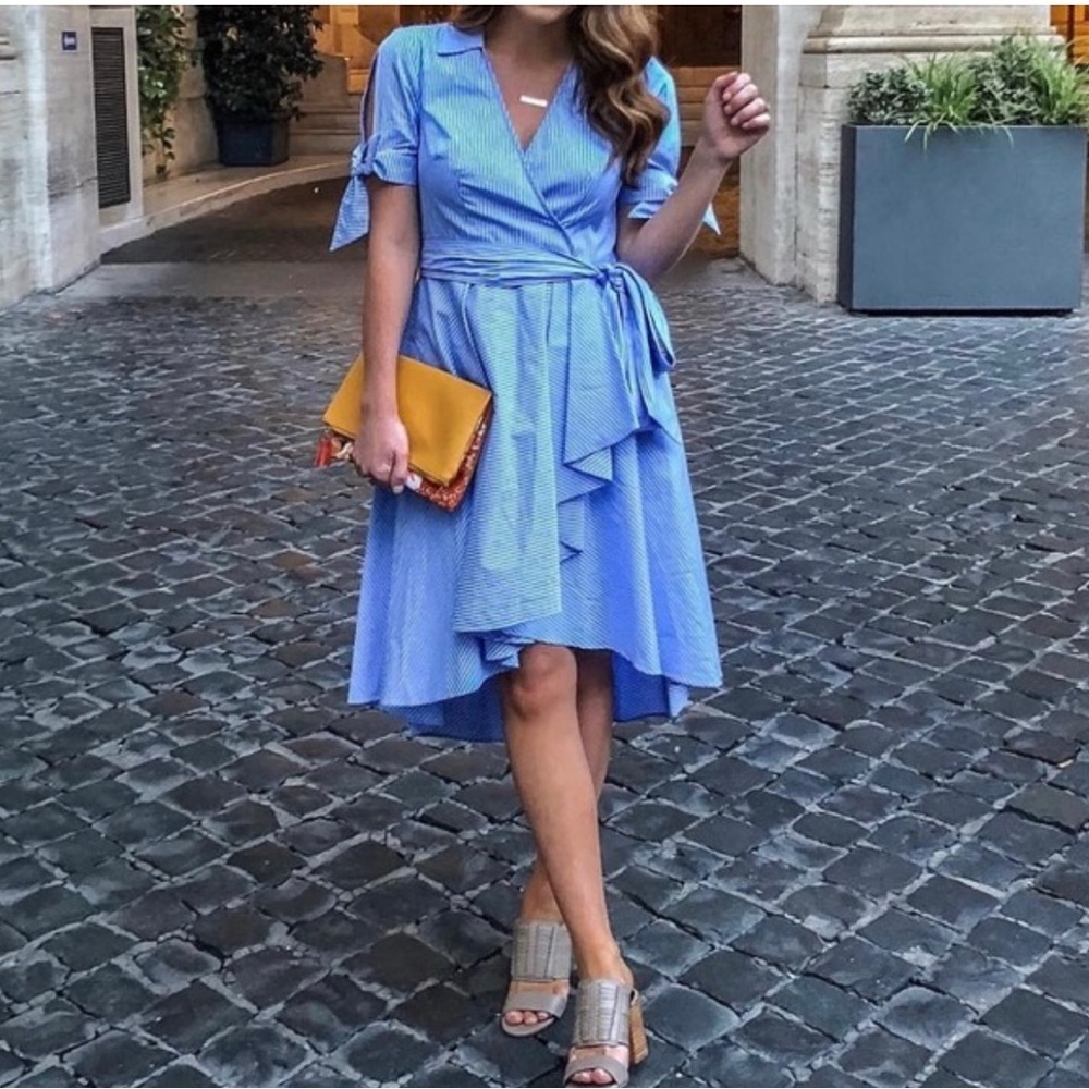Eliza J Blue High Low Wrap Dress